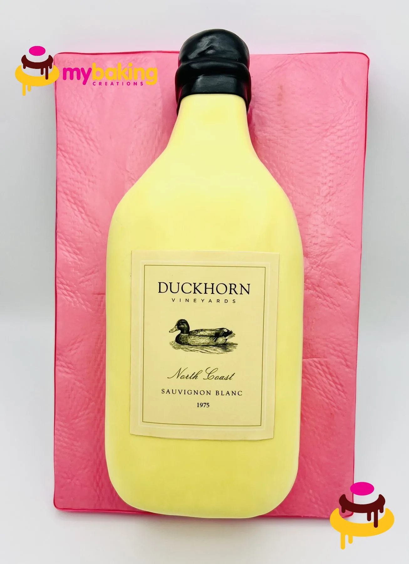 Custom realistic wine bottle cake Bay Area bakery